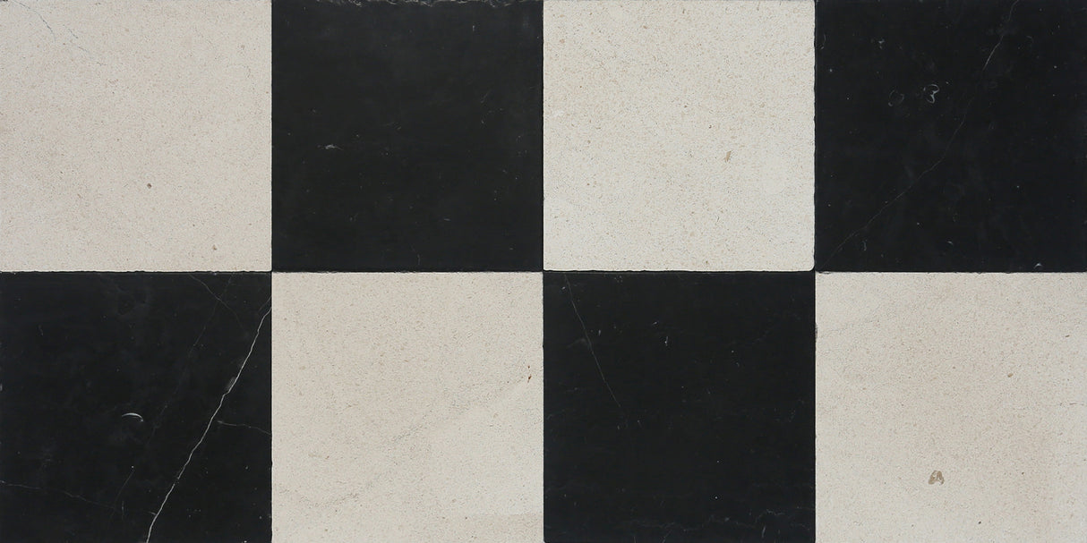 Avant Garde 12x12 Nero Marquina Modern Tumbled Square Tile