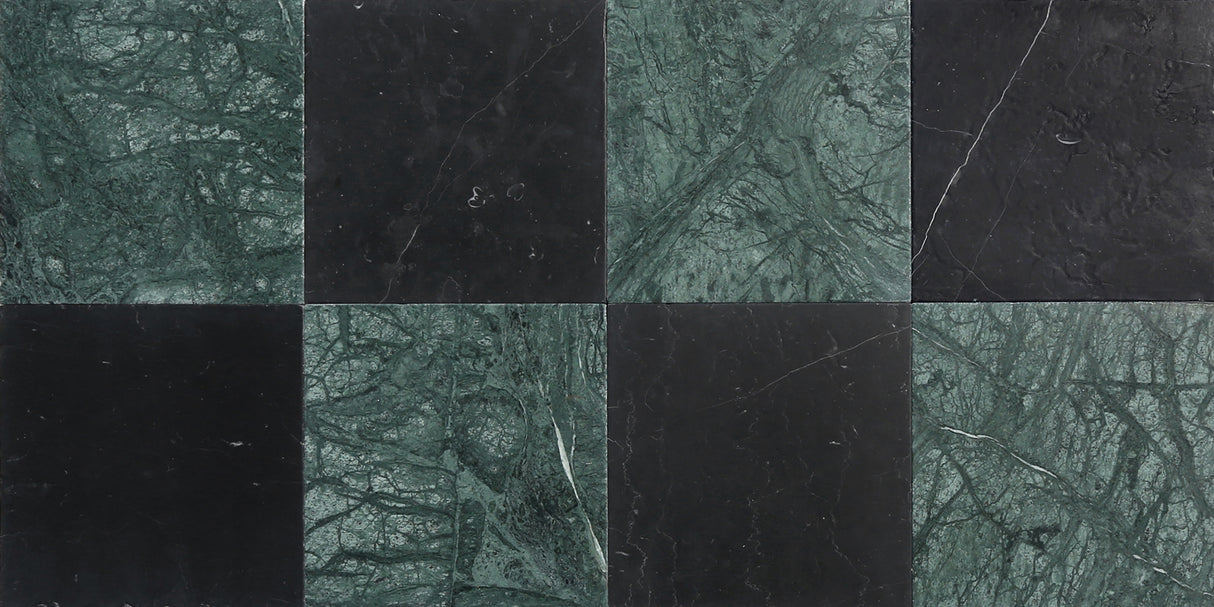 Avant Garde 4x4 Nero Marquina Modern Tumbled Square Tile