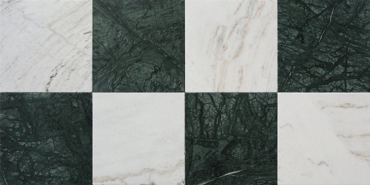 Avant Garde 12x12 Verde Reale Modern Tumbled Square Tile