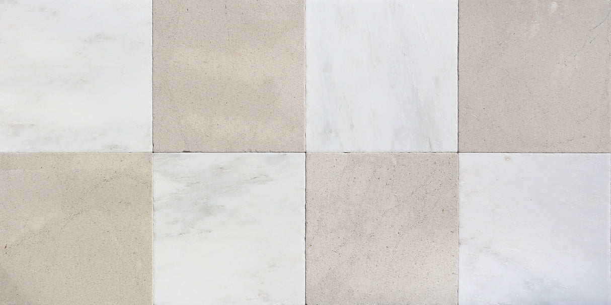 Avant Garde 12x12 Bianco Bello Modern Tumbled Square Tile