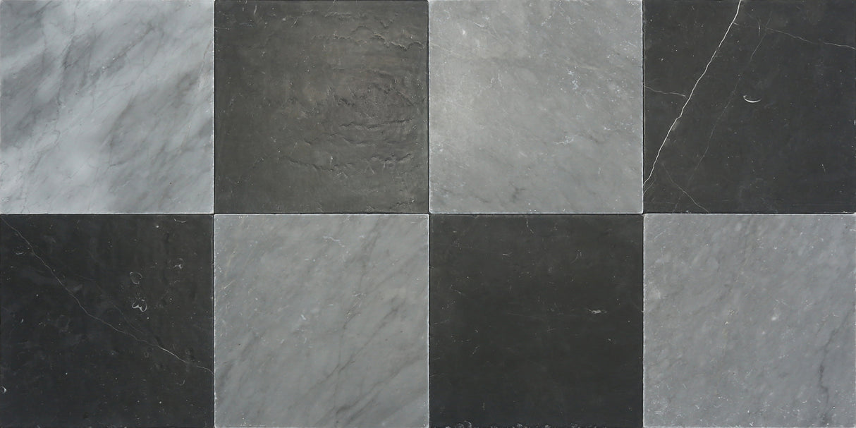 Avant Garde 12x12 Nero Marquina Modern Tumbled Square Tile