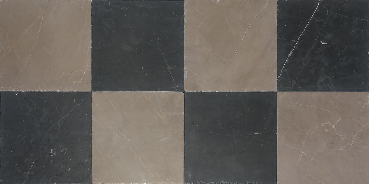 Avant Garde 12x12 Nero Marquina Modern Tumbled Square Tile