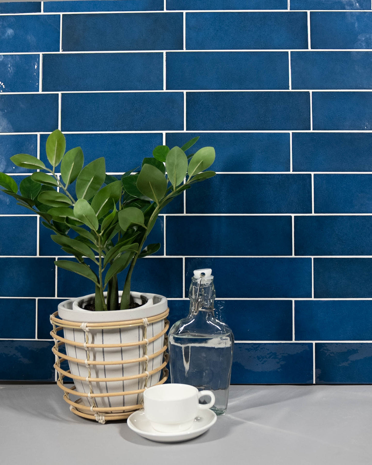 Country 2.5x8 Blue Glossy Rectangle Tile