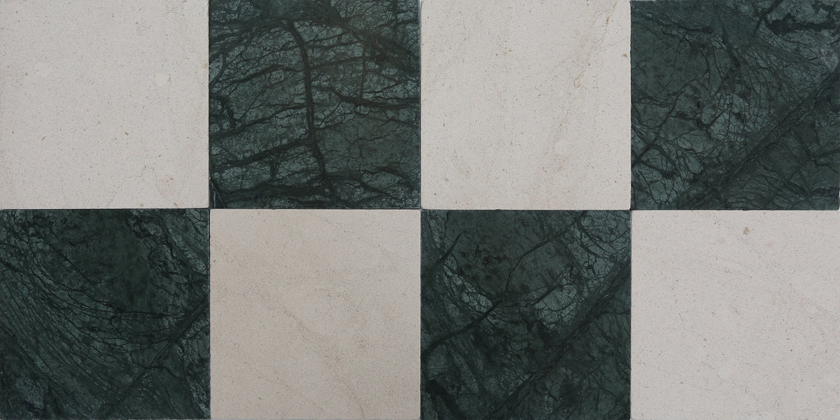 Avant Garde 12x12 Verde Reale Modern Tumbled Square Tile