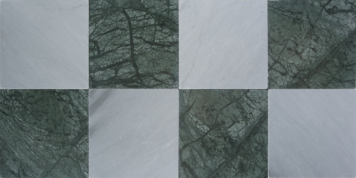 Avant Garde 12x12 Verde Reale Modern Tumbled Square Tile