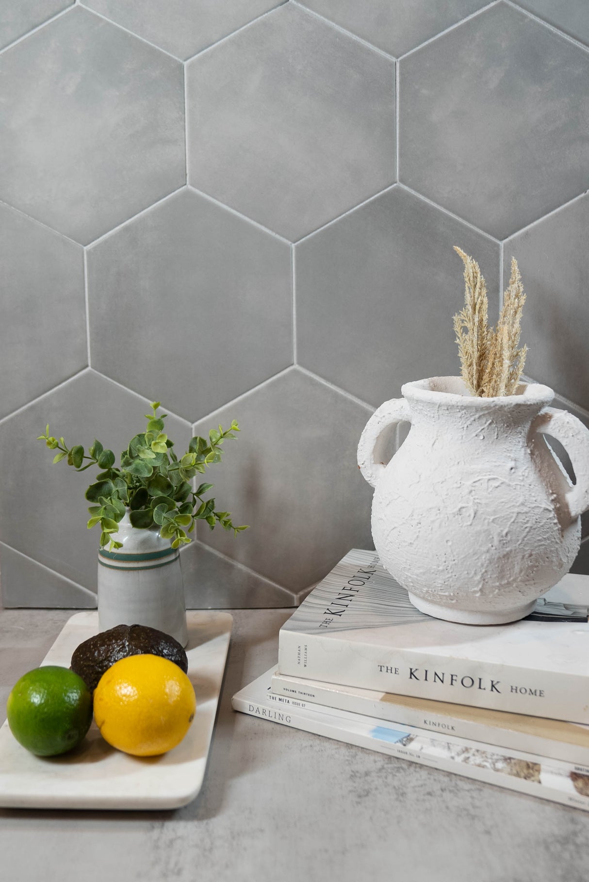 Radar 8x9 Gris Solid Matte Hexagon Tile