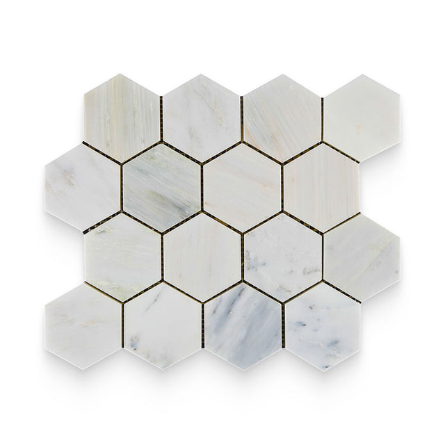 3x3 Bianco Bello Honed Hexagon Mosaic