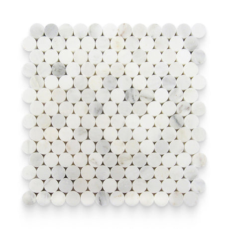 0.75x0.75 Bianco Bello Polished Penny Round Mosaic