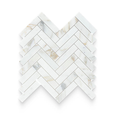 1x4 Calacatta Gold Honed Herringbone Mosaic