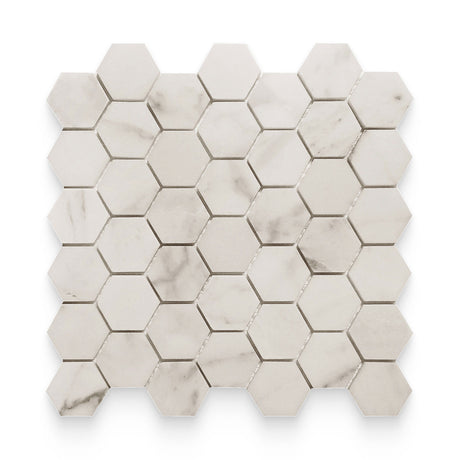 2x2 Calacatta Gold Polished Hexagon Mosaic