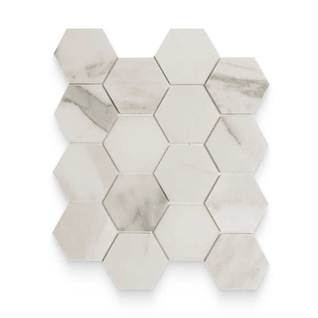 3x3 Calacatta Gold Honed Hexagon Mosaic