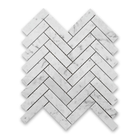 1x4 Carrara White Honed Herringbone Mosaic