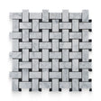 1x2 Carrara White Polished Black Dot Basketweave Mosaic