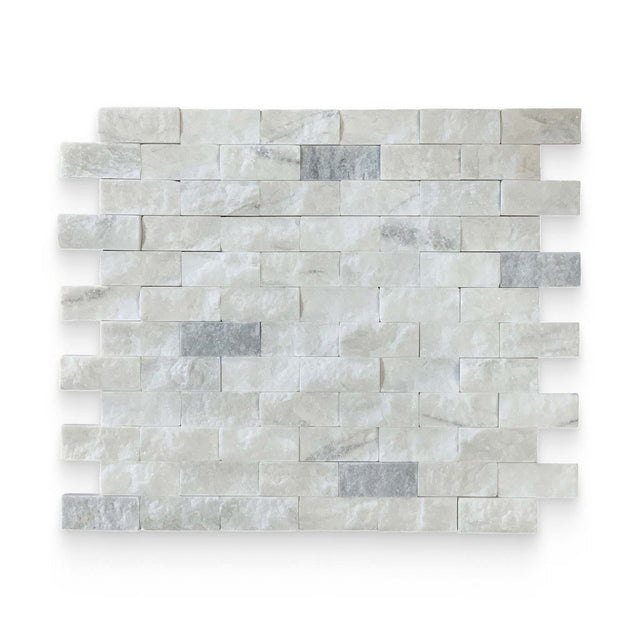 1x2 Daphne White Split Face Brick Mosaic