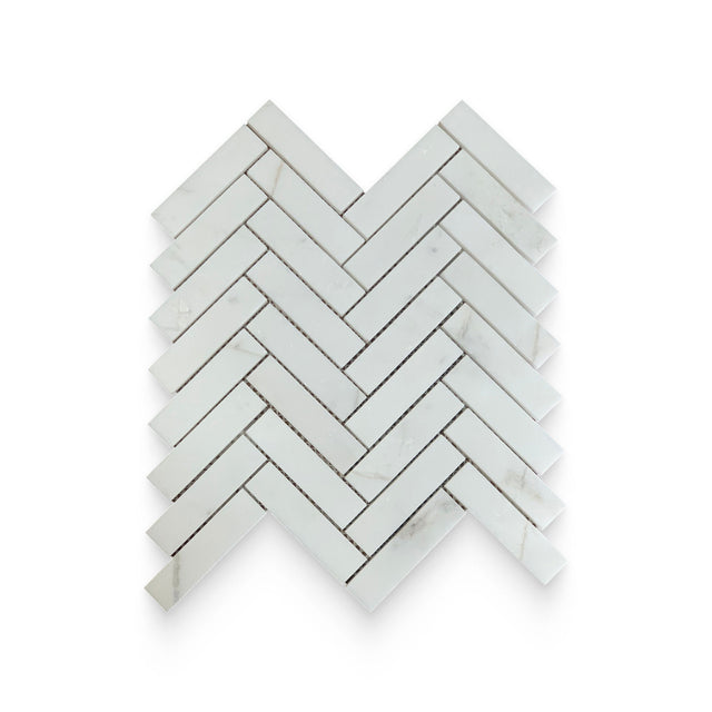 1x4 Daphne White Honed Herringbone Mosaic