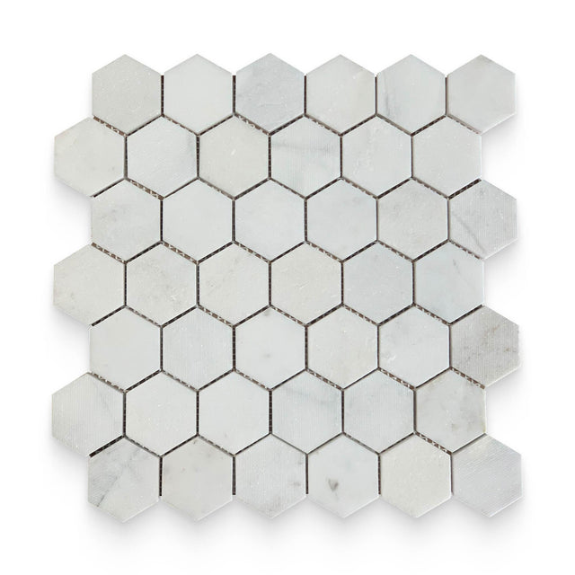 2x2 Daphne White Multi Hexagon Mosaic