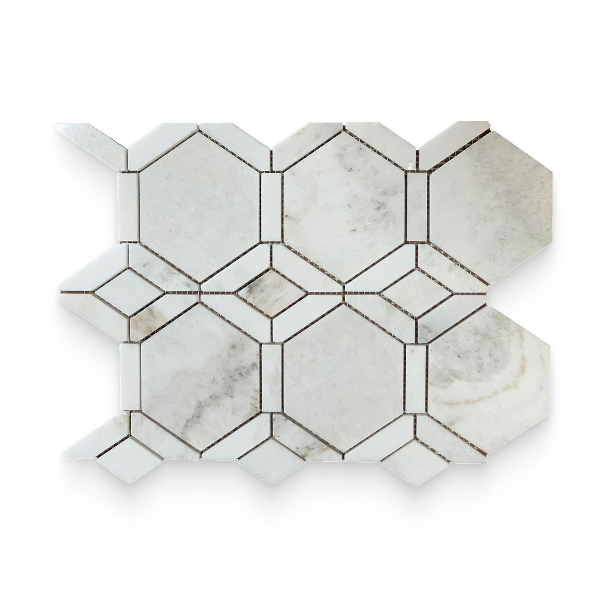 Daphne White Polished Geometric Mix Mosaic