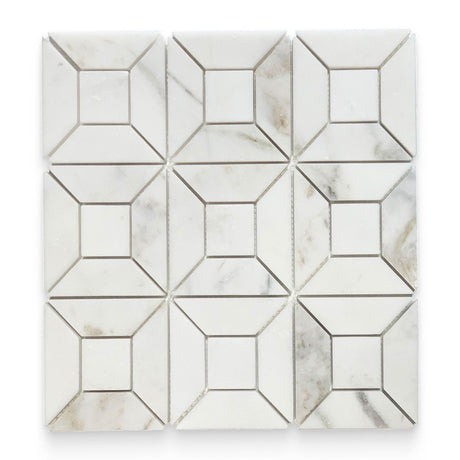 Daphne White Polished Geometric Square Mosaic