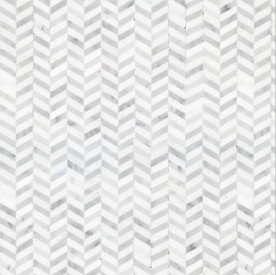 Luxe Chevron Sky Honed Mosaic