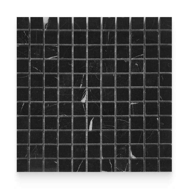 1x1 Nero Marquina Honed Square Mosaic