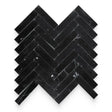 1x4 Nero Marquina Polished Herringbone Mosaic