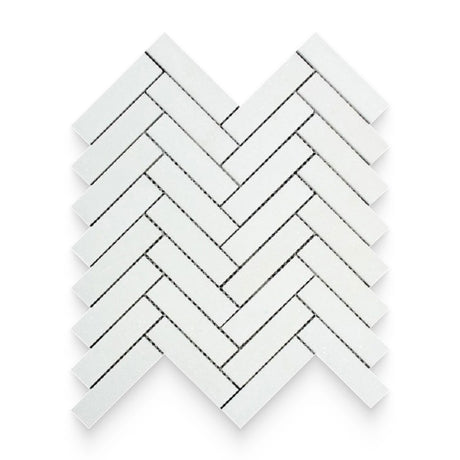 1x4 Thassos White Honed Herringbone Mosaic