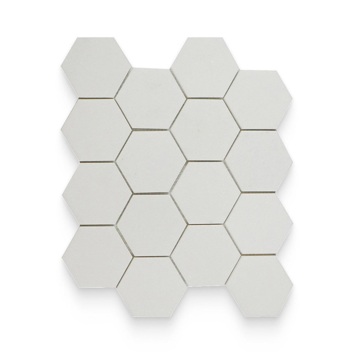 3x3 Thassos White Honed Hexagon Mosaic