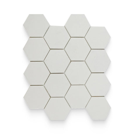 3x3 Thassos White Honed Hexagon Mosaic