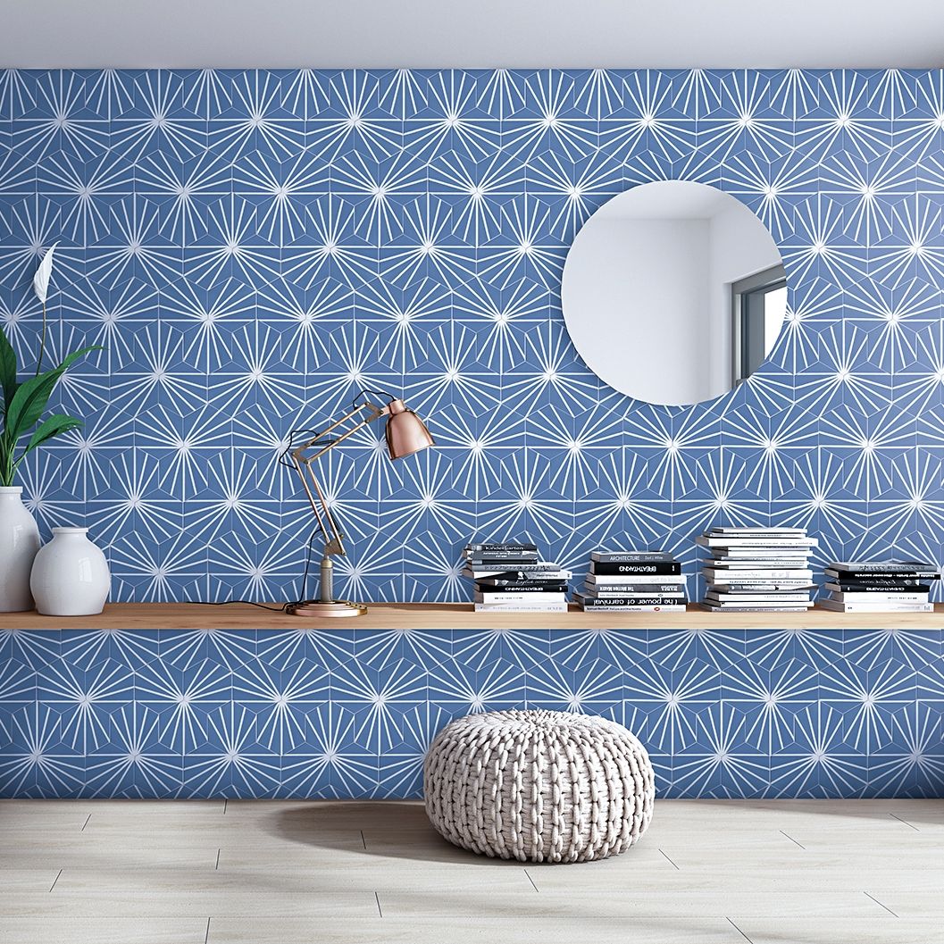 Radar 8x9 Azul Striated Matte Hexagon Tile