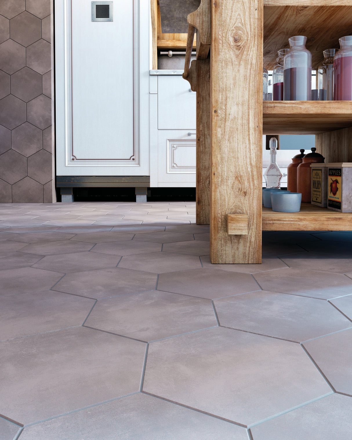 Radar 8x9 Gris Solid Matte Hexagon Tile