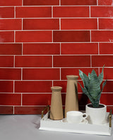Country 2.5x8 Red Glossy Rectangle Tile