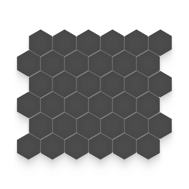 Essential 2x2 Retro Black Matte Hexagon Mosaic