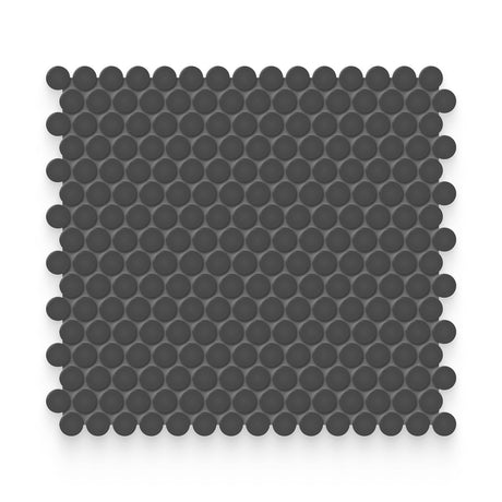 Essential 0.75x0.75 Retro Black Matte Round Mosaic