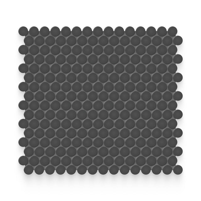 Essential 0.75x0.75 Retro Black Matte Round Mosaic