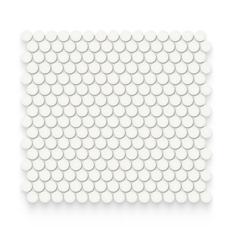 Essential 0.75x0.75 Canvas White Glossy Round Mosaic