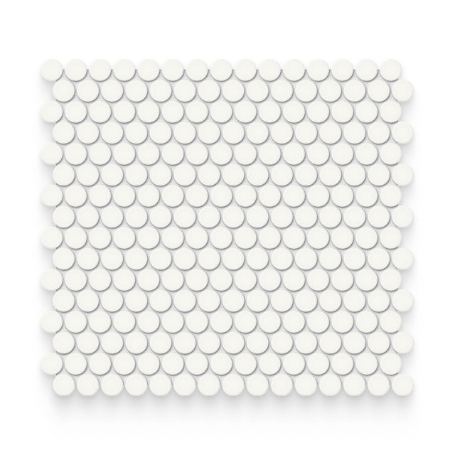Essential 0.75x0.75 Canvas White Glossy Round Mosaic