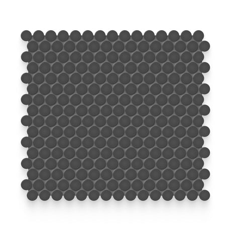 Essential 0.75x0.75 Retro Black Glossy Round Mosaic