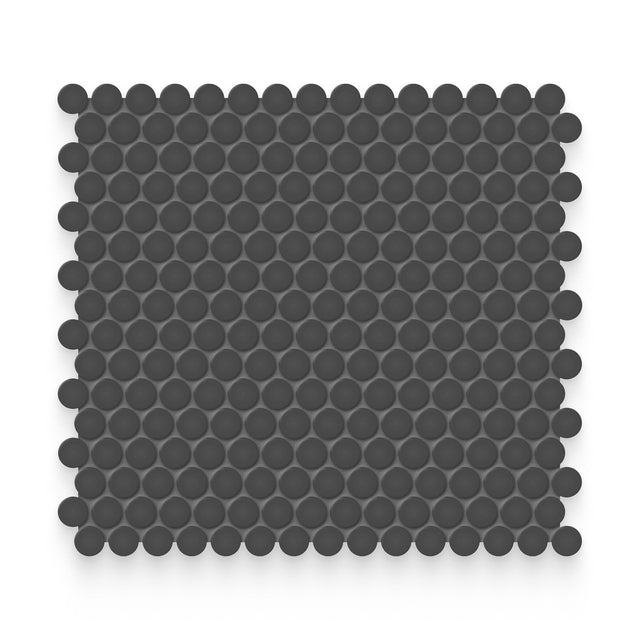 Essential 0.75x0.75 Retro Black Glossy Round Mosaic