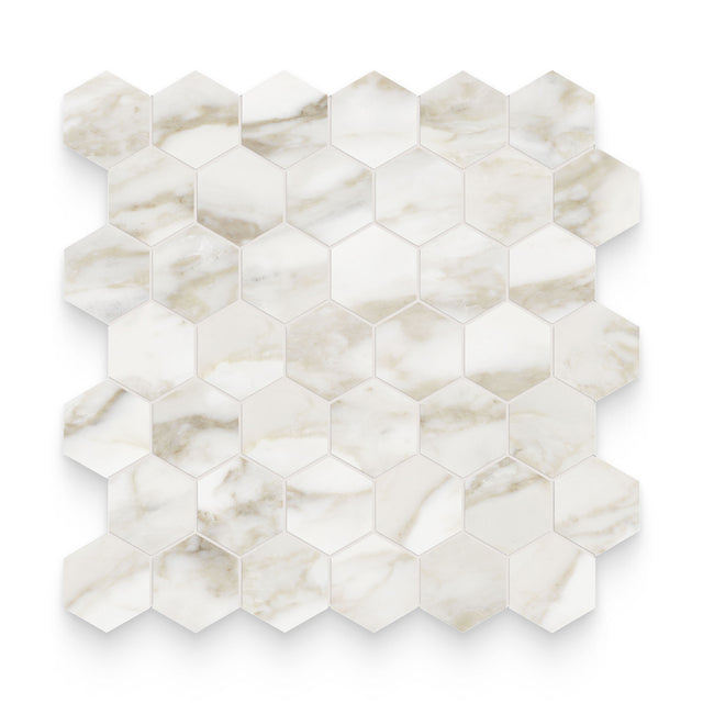 Riviera 2x2 Calacatta Paonazzo Polished Hexagon Mosaic