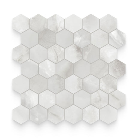 Riviera 2x2 Onyx Nuvolato Polished Hexagon Mosaic