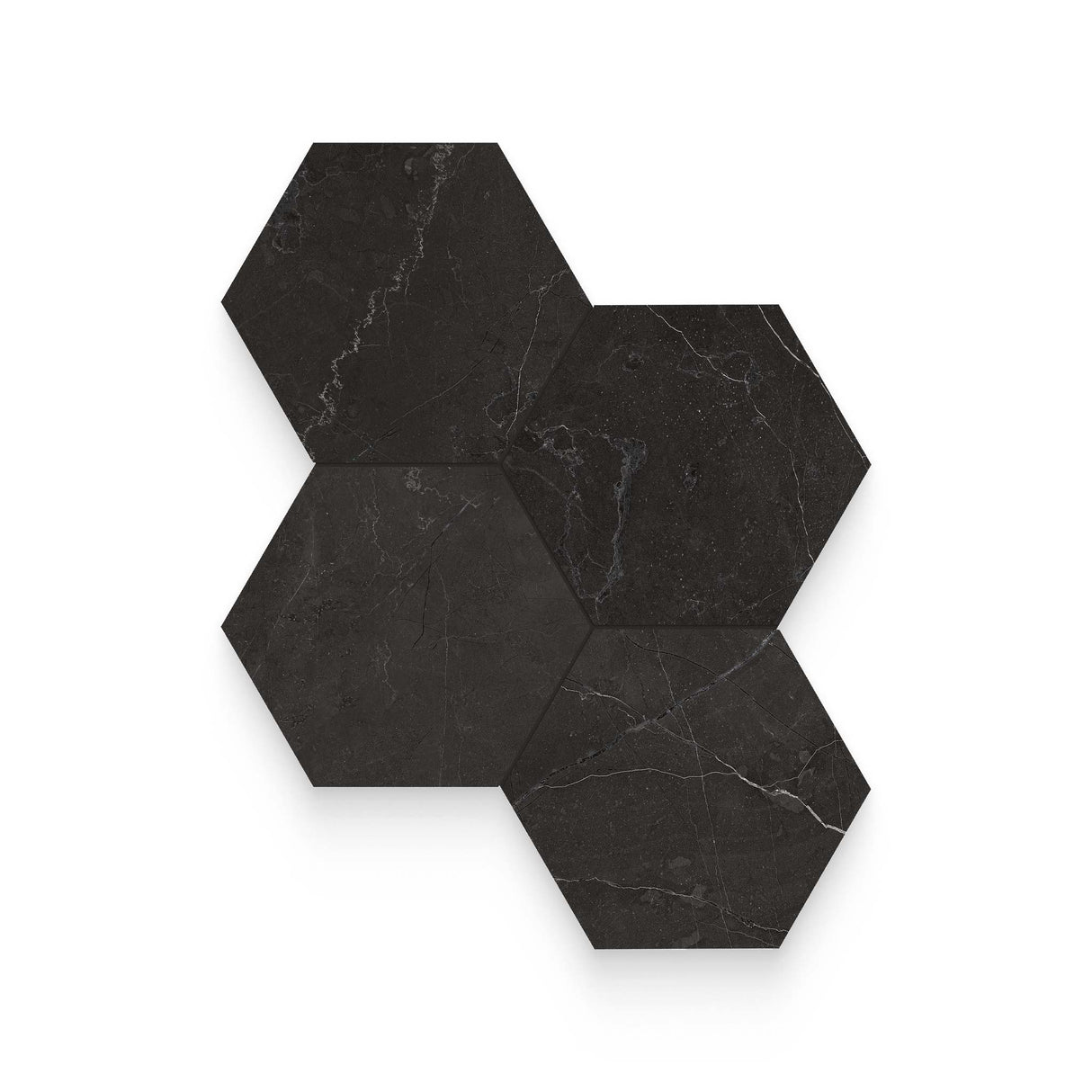 Riviera 6x6 Nero Venato Polished Hexagon Mosaic