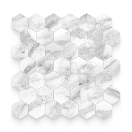 Riviera 2x2 Arabescato Polished Hexagon Mosaic