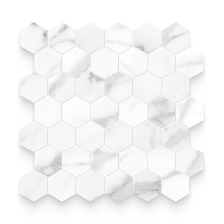 Riviera 2x2 Statuario Nuovo Polished Hexagon Mosaic