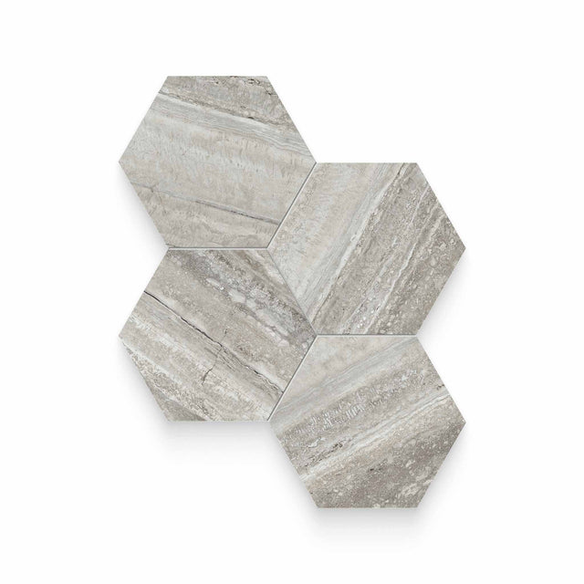 Riviera 6x6 Travertino Instrata Polished Hexagon Mosaic