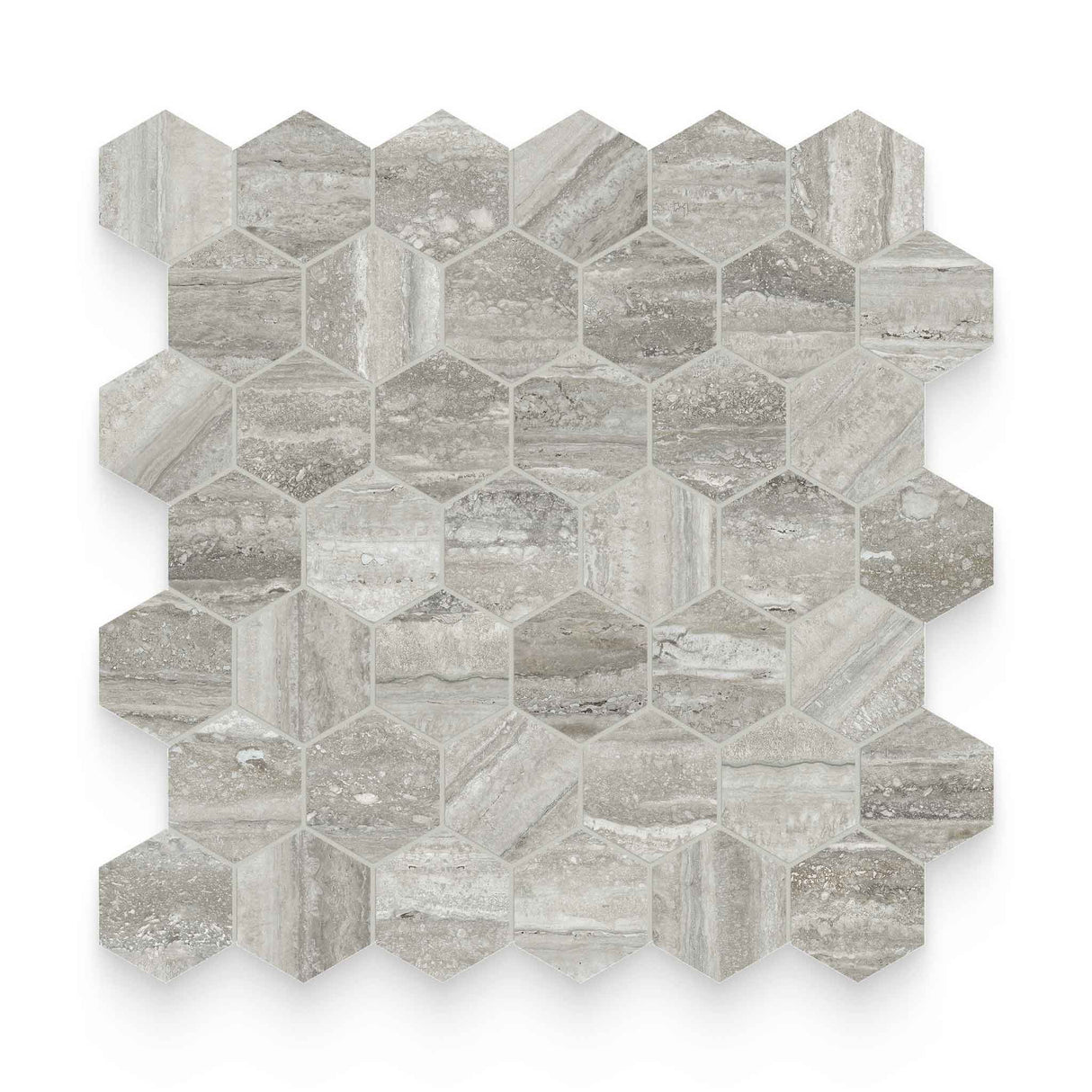Riviera 2x2 Travertino Instrata Polished Hexagon Mosaic