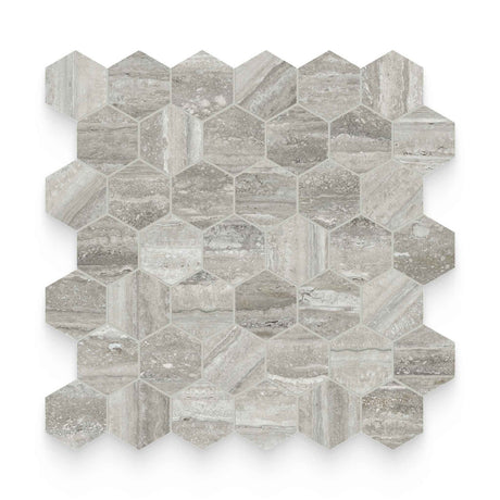 Riviera 2x2 Travertino Instrata Honed Hexagon Mosaic