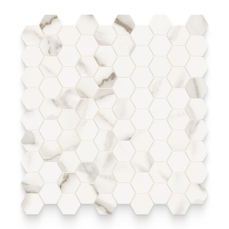 Cosmopolitan 1.25x1.25 Calacatta Oro Polished Hexagon Mosaic