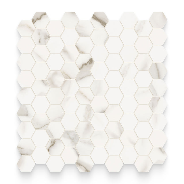 Cosmopolitan 1.25x1.25 Calacatta Oro Polished Hexagon Mosaic