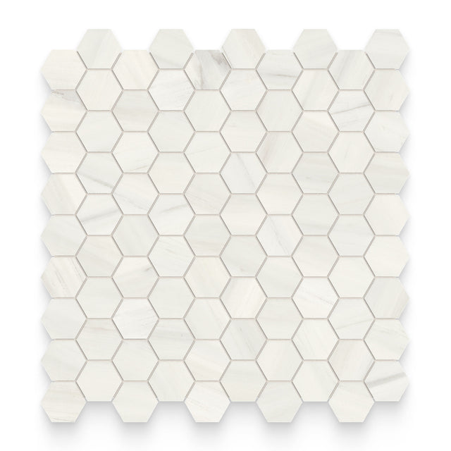 Cosmopolitan 1.25x1.25 Suave Bianco Polished Hexagon Mosaic