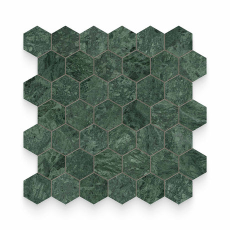 2x2 Verde Reale Polished Hexagon Mosaic